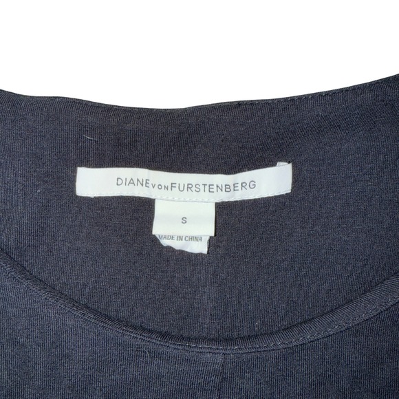 Diane von Furstenberg Black Sheath Midi Dress 3/4 Sleeve DVF Size S - Picture 3 of 7